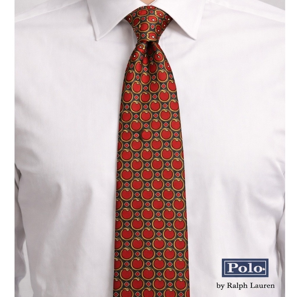 Vintage Polo By Ralph‎ Lauren Tie Mens Classic Red Silk Equestrian Made in USA